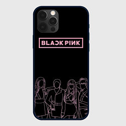 Чехол для iPhone 12 Pro Blackpink - art contour, цвет: 3D-черный