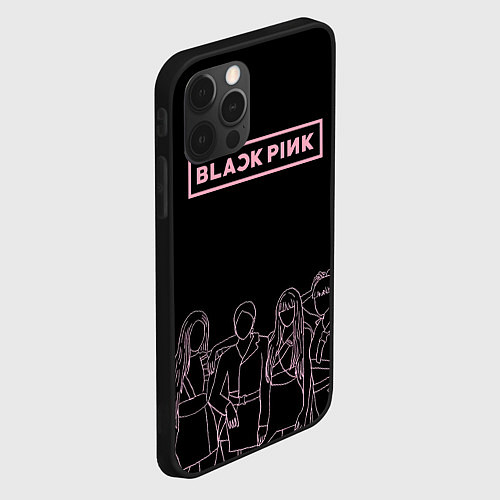 Чехол iPhone 12 Pro Blackpink - art contour / 3D-Черный – фото 2