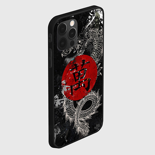 Чехол iPhone 12 Pro Dragon - black grunge / 3D-Черный – фото 2