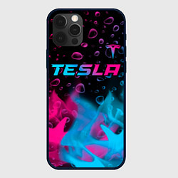 Чехол iPhone 12 Pro Tesla - neon gradient: символ сверху