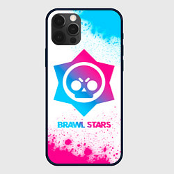 Чехол для iPhone 12 Pro Brawl Stars neon gradient style, цвет: 3D-черный