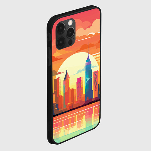 Чехол iPhone 12 Pro Городской пейзаж на рассвете / 3D-Черный – фото 2