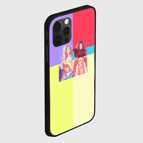 Чехол iPhone 12 Pro Блек Пинк - разноцветный / 3D-Черный – фото 2