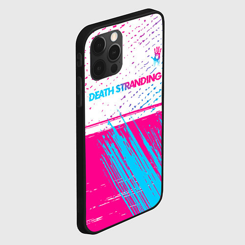 Чехол iPhone 12 Pro Death Stranding neon gradient style: символ сверху / 3D-Черный – фото 2