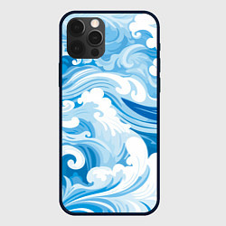 Чехол для iPhone 12 Pro Голубые волны, цвет: 3D-черный