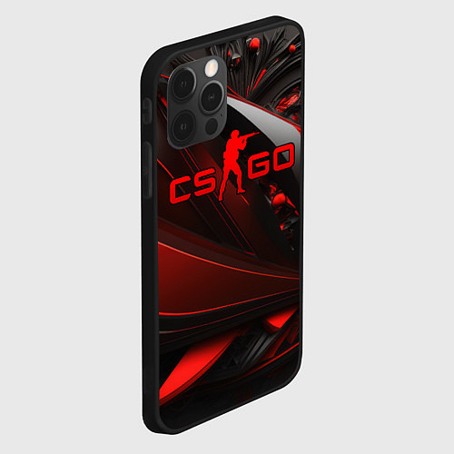 Чехол iPhone 12 Pro CS GO red and black / 3D-Черный – фото 2