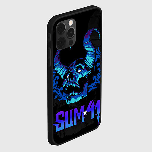 Чехол iPhone 12 Pro Sum41 horns skull / 3D-Черный – фото 2