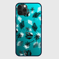 Чехол для iPhone 12 Pro Летний узор с пальмами, цвет: 3D-черный