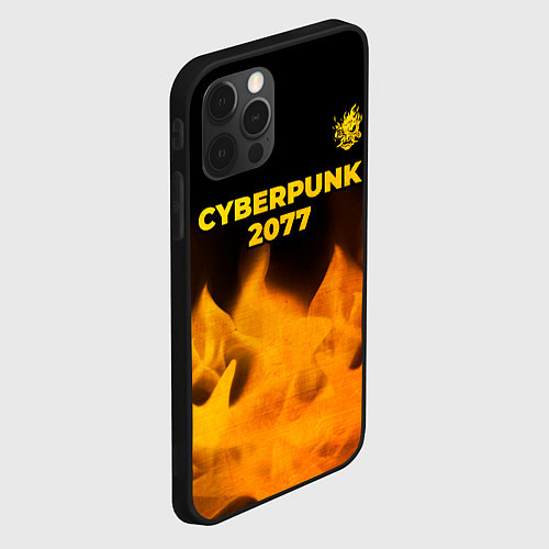 Чехол iPhone 12 Pro Cyberpunk 2077 - gold gradient: символ сверху / 3D-Черный – фото 2