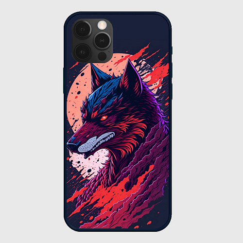 Чехол iPhone 12 Pro Нейросетевой волк / 3D-Черный – фото 1