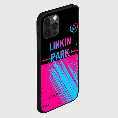 Чехол iPhone 12 Pro Linkin Park - neon gradient: символ сверху / 3D-Черный – фото 2