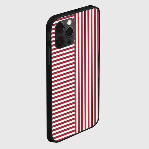 Чехол iPhone 12 Pro Красный полосатый фон / 3D-Черный – фото 2