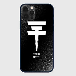 Чехол для iPhone 12 Pro Tokio Hotel glitch на темном фоне, цвет: 3D-черный