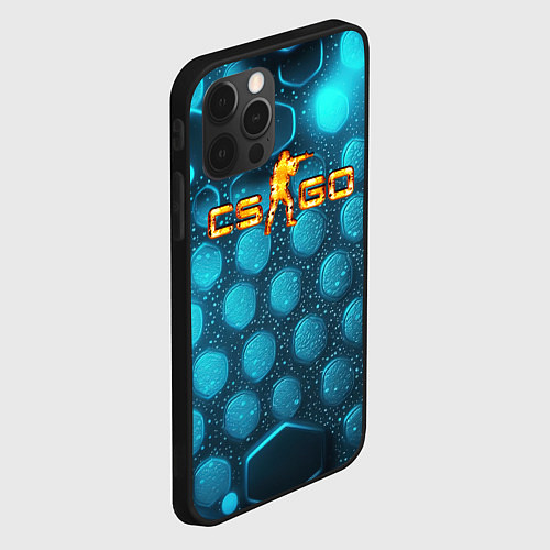 Чехол iPhone 12 Pro CS GO blue neon / 3D-Черный – фото 2