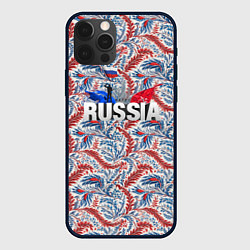 Чехол iPhone 12 Pro Happy Russia волнистые узоры