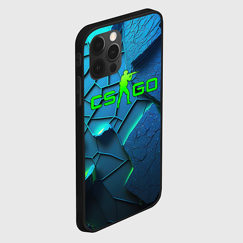 Чехол iPhone 12 Pro CS GO blue green style / 3D-Черный – фото 2