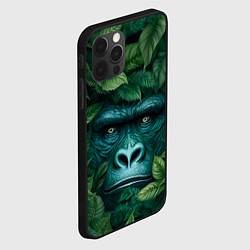 Чехол для iPhone 12 Pro Горилла в кустах джунгли, цвет: 3D-черный — фото 2