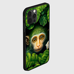 Чехол для iPhone 12 Pro Маленькая обезьянка в листьях, цвет: 3D-черный — фото 2