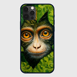 Чехол для iPhone 12 Pro Обезьянка в джунгли, цвет: 3D-черный