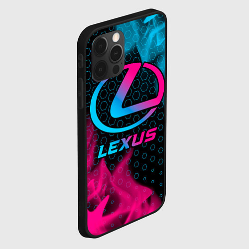 Чехол iPhone 12 Pro Lexus - neon gradient / 3D-Черный – фото 2