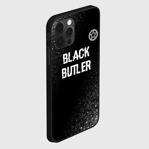 Чехол iPhone 12 Pro Black Butler glitch на темном фоне: символ сверху / 3D-Черный – фото 2