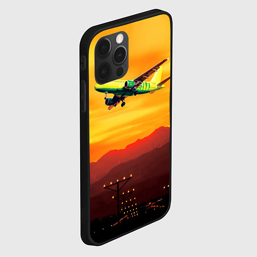 Чехол iPhone 12 Pro S7 Боинг 737 Оранжевый закат / 3D-Черный – фото 2