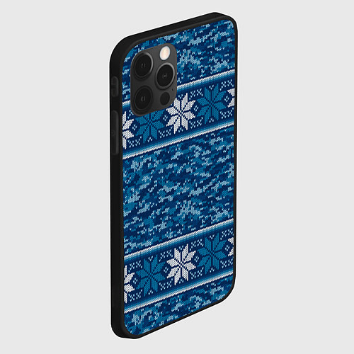 Чехол iPhone 12 Pro Камуфляжный свитер - алатырь / 3D-Черный – фото 2