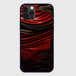 Чехол для iPhone 12 Pro Кожаная красная и черная текстура, цвет: 3D-черный