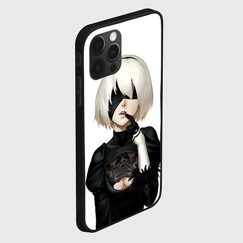 Чехол iPhone 12 Pro Nier: Automata - 2B Кибергражданка / 3D-Черный – фото 2