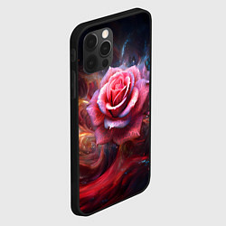 Чехол для iPhone 12 Pro Алая космическая роза - Нейросеть, цвет: 3D-черный — фото 2