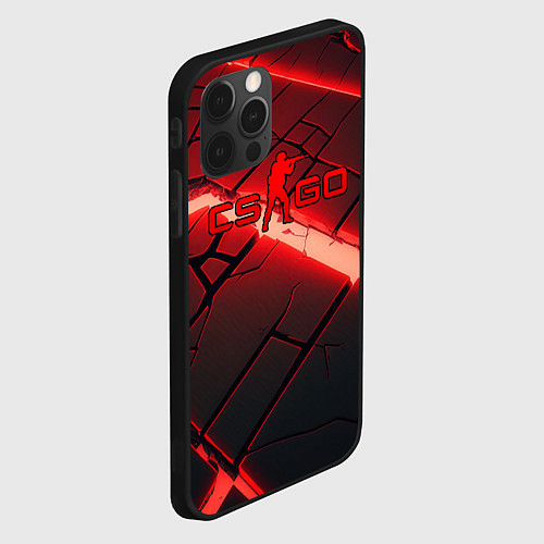 Чехол iPhone 12 Pro CS GO red neon / 3D-Черный – фото 2