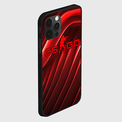 Чехол iPhone 12 Pro CS GO red abstract / 3D-Черный – фото 2