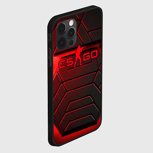 Чехол iPhone 12 Pro Red neon CS GO / 3D-Черный – фото 2