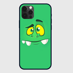 Чехол для iPhone 12 Pro Мультяшное лицо монстра, цвет: 3D-черный
