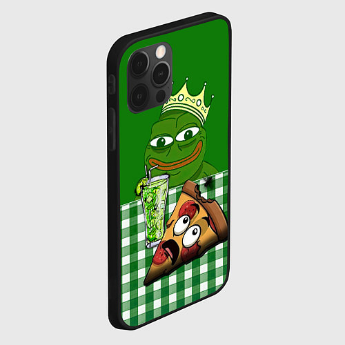 Чехол iPhone 12 Pro Pepe King with pizza / 3D-Черный – фото 2