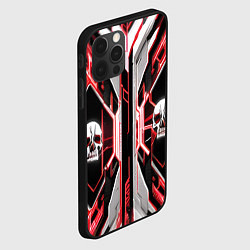 Чехол для iPhone 12 Pro Красные кибер черепа, цвет: 3D-черный — фото 2