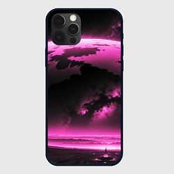Чехол для iPhone 12 Pro Сай фай пейзаж в черно розовых тонах, цвет: 3D-черный