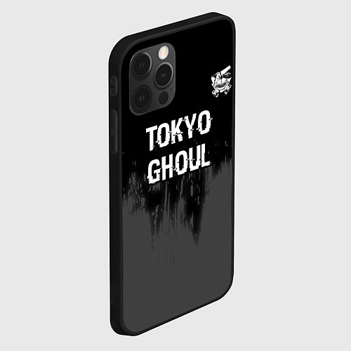 Чехол iPhone 12 Pro Tokyo Ghoul glitch на темном фоне: символ сверху / 3D-Черный – фото 2