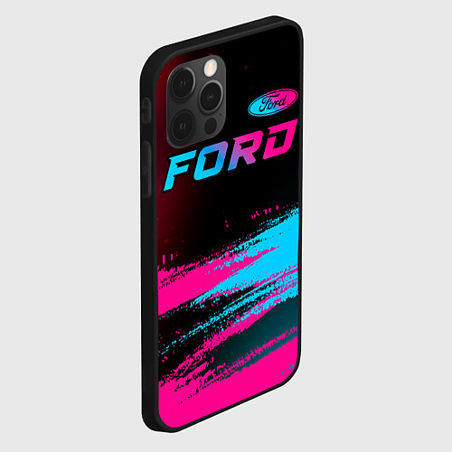 Чехол iPhone 12 Pro Ford - neon gradient: символ сверху / 3D-Черный – фото 2