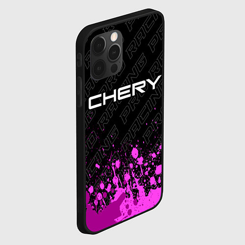 Чехол iPhone 12 Pro Chery pro racing: символ сверху / 3D-Черный – фото 2