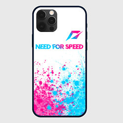 Чехол для iPhone 12 Pro Need for Speed neon gradient style: символ сверху, цвет: 3D-черный