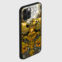 Чехол для iPhone 12 Pro Золотой орёл - славянский орнамент, цвет: 3D-черный — фото 2