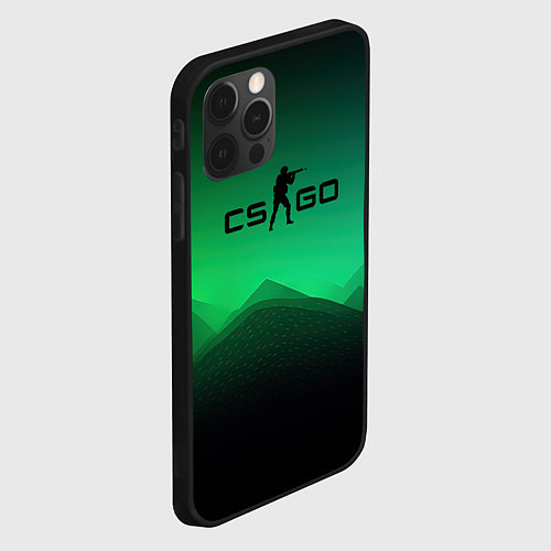 Чехол iPhone 12 Pro CS GO green black background / 3D-Черный – фото 2