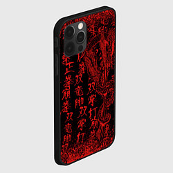 Чехол для iPhone 12 Pro Дракон и катана - иероглифы, цвет: 3D-черный — фото 2