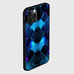 Чехол для iPhone 12 Pro Синие неоновые плиты, цвет: 3D-черный — фото 2