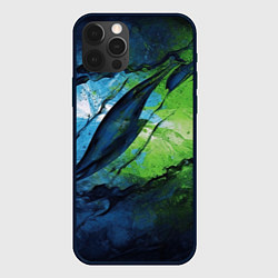 Чехол для iPhone 12 Pro Green blue abstract, цвет: 3D-черный