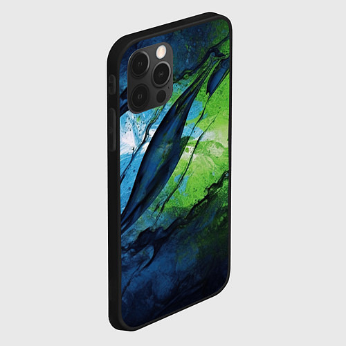 Чехол iPhone 12 Pro Green blue abstract / 3D-Черный – фото 2