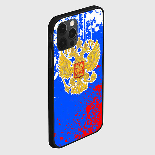 Чехол iPhone 12 Pro Триколор рф и герб / 3D-Черный – фото 2