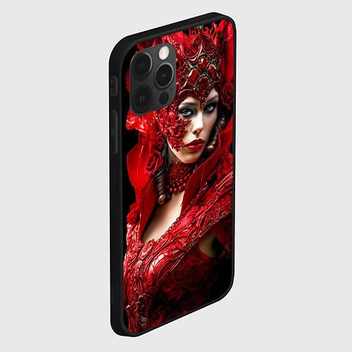 Чехол iPhone 12 Pro Красная королева / 3D-Черный – фото 2