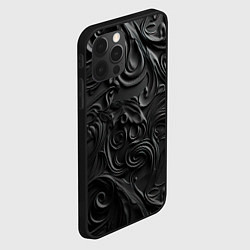 Чехол для iPhone 12 Pro Черная текстура из кожи с узорами, цвет: 3D-черный — фото 2